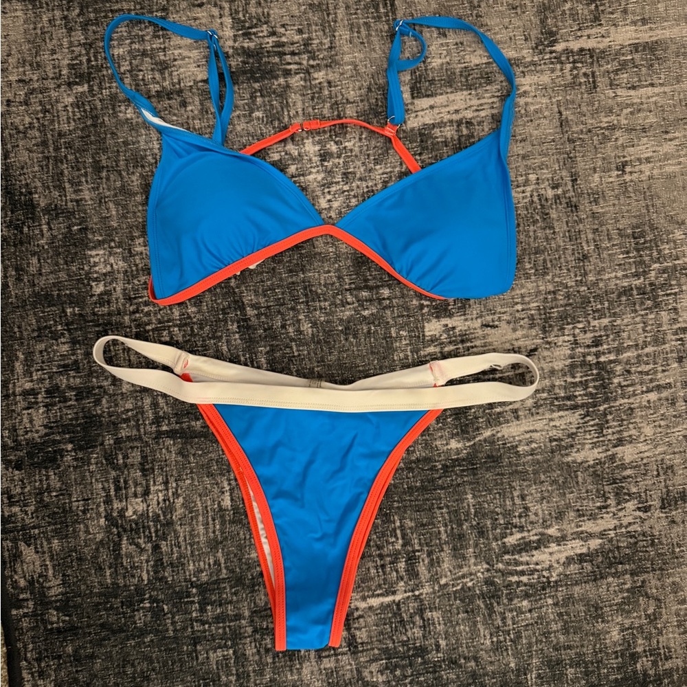 Orange, Blue and White Bikini Set